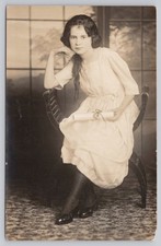 RPPC Young Woman Graduate Diploma Studio Portrait AZO Postcard c1913 picture