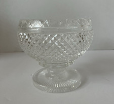 Small Footed Vintage Crystal Compote Candy Dish Pedestal Bowl Diamond Pattern picture