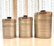 VTG 1950s  Nasco Italy Aluminum Flour Sugar Coffee Canisters MCM Kitchen Retro picture