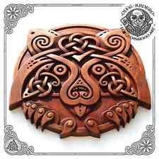 Cute celtic raccoon wood carved plaque, Celtic knotwork animal design Norse Wall picture