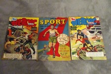 (3) Golden Age Comic Lot Heroic Comics True Sport Picture Stories Famous Funnies picture