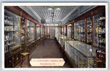1920's LAUTERBACH JEWELRY STORE INTERIOR PETERSBURG VA DIAMONDS WATCHES POSTCARD picture