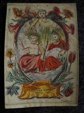 ANTIQUE 17TH CENTURY PARCHMENT CATHOLIC PRAYER HOLY CART IMAGE Jesus Christ (8) picture