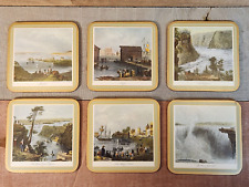 Vintage Pimpernel Coasters Ontario Canada Set of 6 Cork Backed Made in the UK picture