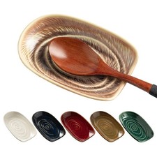 QNMUSUNC Ceramic Spoon Rest for Stove Top, Holder 5.1*3.3*0.9 in, Camel picture