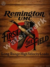 Remington UMC First In The Field Metal Sign 3 Sizes to Choose From picture