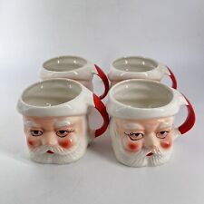 Vintage Santa Claus Head Coffee Cups Mugs Kitschy Hand Painted Japan Set of 4 picture