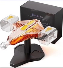 Kollea Space Warship Whiskey Decanter Set Magnetic Spaceship Glass In Silver picture