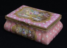 LARGE 18th Century Bilston Enamel Rectangular Dresser Box Circa 1780 picture