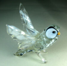blown glass  bird  polar  owl open wings  murano figurine ornament white  3.0