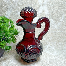 Avon  Cape Cod Pattern Cruet Bottle w/ Stopper in Box Ruby Red Glass picture