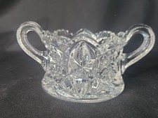 EAPG Antique Mckee Glass OMN Toltec Ca 1904 Clear Berry Sugar Bowl Press Cut picture