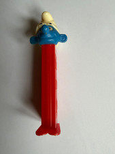 Vintage 1980s Pez Dispenser THE SMURFS Blue Smurf Red Base w/ Feet Austria USED picture