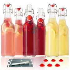 Otis Classic Clear Swing Top Glass Bottles, Ceramic Caps, Set of 6, 16oz picture