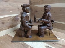 Vintage Hand-carved Folk Art Two Men Playing Cards St-jean-port-joli Quebec picture