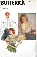 1980's Butterick Misses' Blouse Pattern 4752 Size 8-12 UNCUT picture
