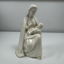 Vtg W Germany Madonna Child Porcelain Figurine White Glaze Religious Statue picture