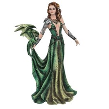 Dragon Lady Figurine Green Dress Fantasy Statue Pacific Giftware #12184 picture