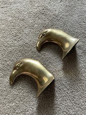 Vintage American Bald Eagle Solid Polished Brass Bookends 7.5