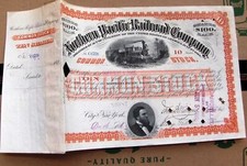 Northern Pacific Railroad Company 1880s- 1890's red stock certificate picture