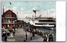 White Star Dock Scene Port Huron MI Michigan 1911 Postcard Ships picture
