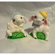 1950's Vintage Anthropomorphic Lamb Salt & Pepper Shakers Kitschy picture