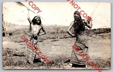 c1910 Moro Warriors Spear & Kampilan Philippines RPPC Real Photo Postcard picture