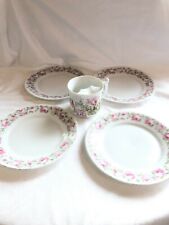 Z S & Co. MIGNON Bavaria Plates White Pink Rose Porcelain Free Mustache Cup VTG  picture