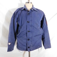 READ Vietnam War USN Original Navy N-4 Blue Deck Jacket Distressed. picture