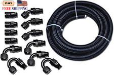 TT Racing 6 AN6 PTFE Swivel Fittings + Black Nylon Fuel Line Hose Kit E85 30 NEW picture