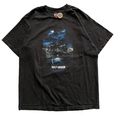 Vintage 2005 Y2K Harley Davidson Skull Highway Tee Size XL Black Motorcycle Bike picture