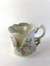Victorian Shaving Mug Cup Nippon Hand Painted Floral Porcelain Green Pink  picture
