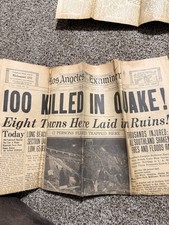 Los Angeles Examiner — March 11, 1933 — “100 KILLED IN QUAKE”  Newspaper picture