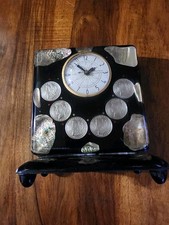 1950s Resin Art Clock 7 Silver Coins Dollars Morgan & Peace – Mother of Pearl picture