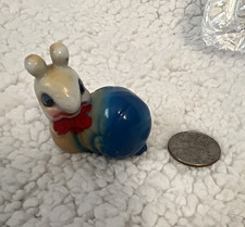 Small Glossy Ceramic Snail Figurine Blue White Red Mini Animal Decor picture
