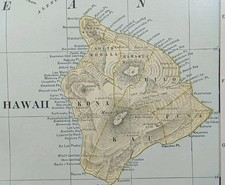 Vintage 1901 HAWAIIAN ISLANDS Map 22
