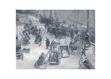 1920s Boston Fish Pier Hand Carts Schooners Blizzard  Glass Plate Negative OOAK picture
