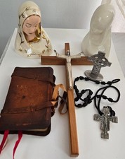 Lot of Religious Items, Pocket Cambridge Prayer Book, Madonna Busts, Crucifixes picture