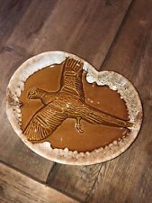 McCoy pottery USA pheasant plaque plate ashtray 10 1/4” x 8” footed unmarked picture