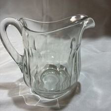 Vintage EAPG Pressed Clear Glass 10 Paneled Pitcher with handle 5.75 tall  NICE picture