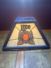 Vintage 1989 Miller Lite Hanging Pool Table Light Beer 20x20x12 WORKS Blue Lamp picture