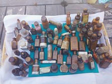 Vintage Lot Brown & Clear Medicine Bottles w/ Labels Apothecary Pharmaceutical picture