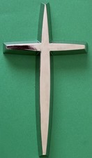 Nambe Modernist Highly Polished Chrome Wall Hanging Christian Cross Design 9”x5” picture