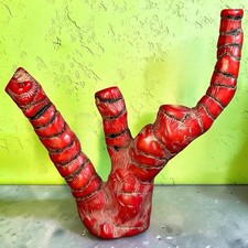 Vintage 1960s Chinese Carved Red Bamboo Root Faux Coral Style Sculpture Decor picture