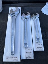 Armstrong Industrial Tools USA Rare Nos 3pc Adjustable Wrench Set Chrom 15/12/10 picture