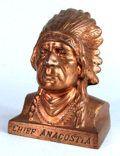 VINTAGE INDIAN HEAD COIN BANK Chief Anacostia Banthrico Perpetual Bldg Assoc DC picture