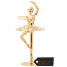 Matashi 24K Gold Plated Crystal Studded Ballerina with Arm Up Figurine For Love picture