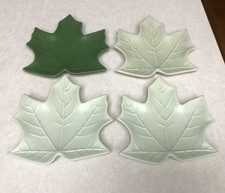 4 IQ Accessories Green Cream Ceramic Leaf Spoon Rest Trinket Candy Dishes picture