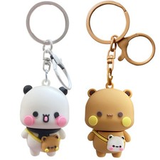 2PCS Cute Keychains Bubu Dudu, Mini Kawaii Cartoon Statue Bears Panda... picture