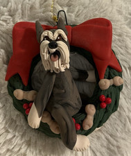 Rare Adorable Schnauzer on a Wreath Christmas Ornament by Cecile picture